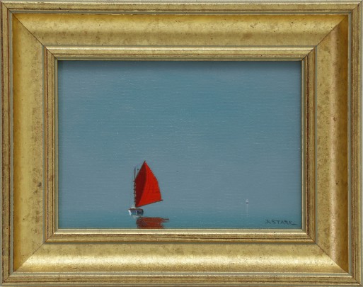 Robert Stark, Jr. Oil on Canvas “Red Sail on a Calm Sea”