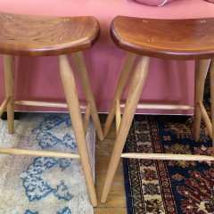 Pair of Stephen Swift Cherry and Ash Bar Stools