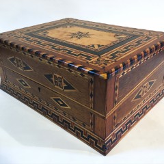 19th Century Multi-Wood Inlaid Sailor’s Lap Desk