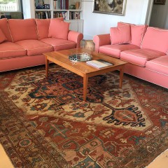 Custom California Coral Six-Cushion Sofa