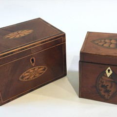 Two 19th Century English Inlaid Mahogany  and Satinwood Tea Caddies