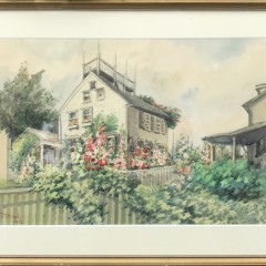 F. C. Clark Watercolor on Paper “Nantucket Garden Home”