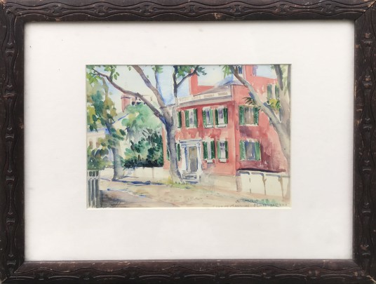 Anna G. O’Neill Watercolor on Paper “Nantucket, Coffin Mansion – Main Street”