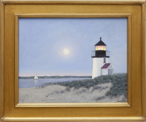 Alan J. Eddy Oil on Canvas “Brant Point Under a Full Moon”