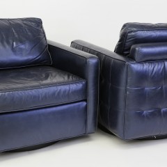 Mitchell Gold & Bob Williams Supple Navy Blue Swivel Club Chairs