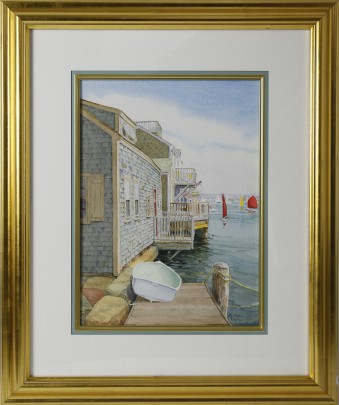 Barbara Capizzo Watercolor on Paper “North Wharf, Nantucket”