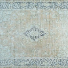 Hand Woven White Wash Wool Kerman Carpet