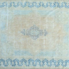 Hand Woven White Wash Wool Kerman Carpet