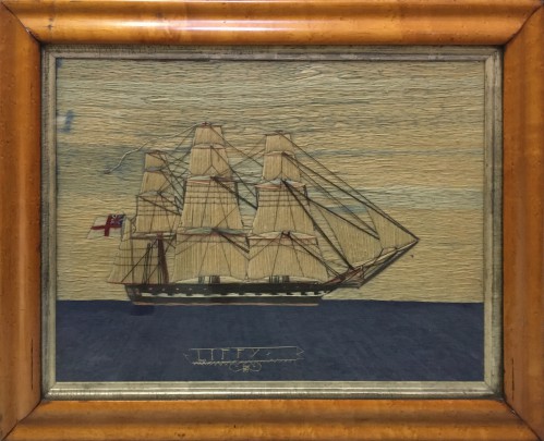 19th Century British Sailor’s Woolwork Portrait of the Ship “Liffy”