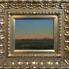 William R. Davis Oil on Panel “Sunset on the Marsh”