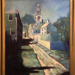William Pettit Oil on Canvas “The Unitarian Church from Stone Alley”