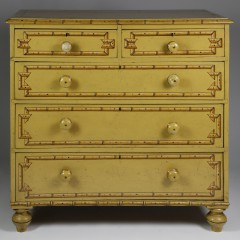 19th Century Yellow Paint Decorated Faux Bamboo Chest
