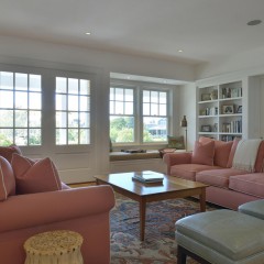 Custom California Coral Six-Cushion Sofa