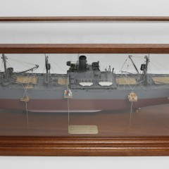 Cased Scale Model of the World War II Ship “Jeremiah O’Brien”