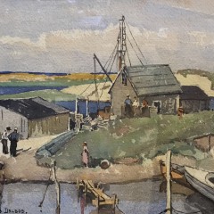 Julius Delbos Watercolor on Paper “Lobster Shack”