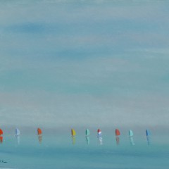 Robert Stark Oil on Canvas Nantucket Rainbow Fleet