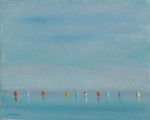 Robert Stark Oil on Canvas Nantucket Rainbow Fleet