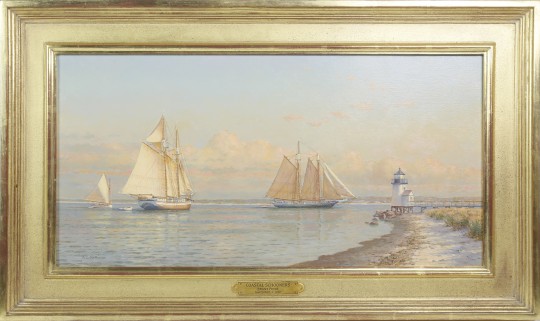 Richard K. Loud Oil on Canvas “Coastal Schooner – Brant Point”