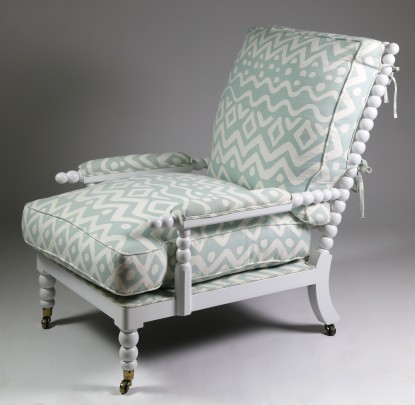 Ball Turned White Painted Summerhill Ltd. Upholstered Club Chair