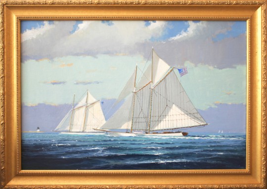 William W. Lowe Oil on Linen “Nantucket Schooners”