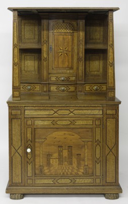 19th Century Continental Scenic Inlaid Cupboard