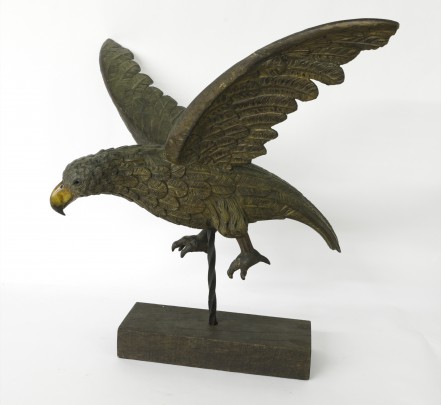 19th Century Carved and Painted Wood Spread Winged Eagle in Flight Length 23 in.