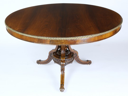 19th Century English Rosewood Round Tilt Top Table