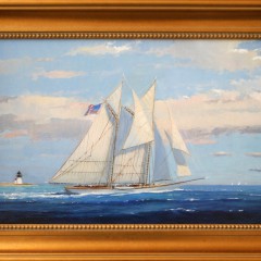 William W. Lowe Oil on Linen “Hard Driving Schooners”