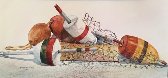 Barbara Cox Watercolor on Paper “Buoy Still Life”