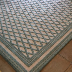 Sea Foam Green and White Diamond Checked Broad Loom Carpet