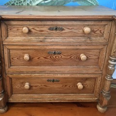 19th Century Pitch Pine Three Drawer Chest