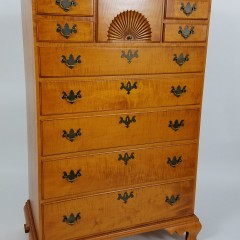 Eldred Wheeler Tiger Maple Tall Chest