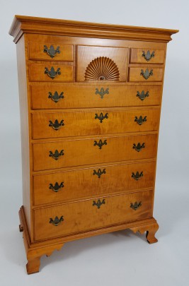 Eldred Wheeler Tiger Maple Tall Chest