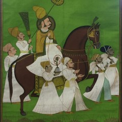 Persian Oil on Canvas View of a Royal Procession