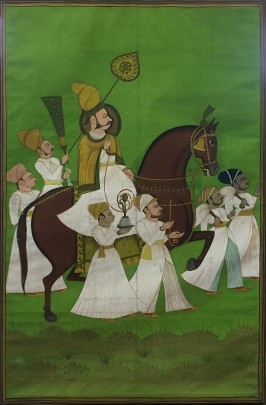 Persian Oil on Canvas View of a Royal Procession