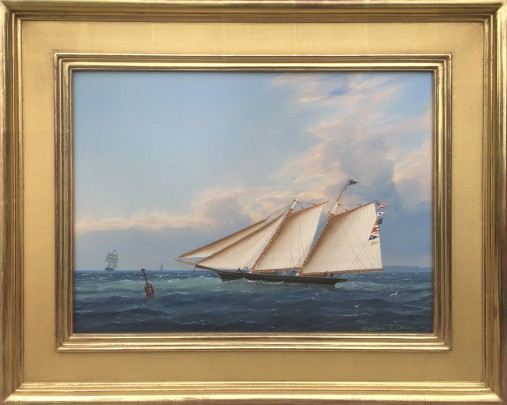 William R. Davis Oil on Panel “Preparing to Tack”