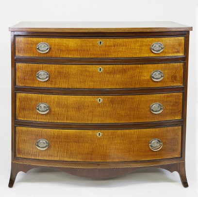 19th Century American Four-Drawer Bow Front Chest