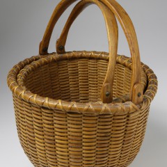 Nesting Set of Two C. Thatcher Round Open Swing Handle Nantucket Baskets