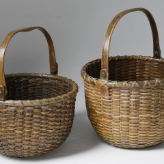 Two Mid-19th Century Rattan Woven Nantucket Work Baskets