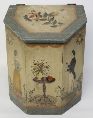 Ralph Eugene Cahoon Decorated Antique Wood Tea Canister