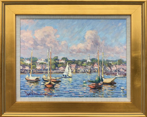 Jan Pawlowski Oil on Canvas “Nantucket Harbor from Brant Point”