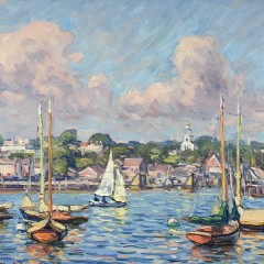 Jan Pawlowski Oil on Canvas “Nantucket Harbor from Brant Point”