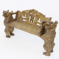 Black Forest Petite Carved Wood Bench