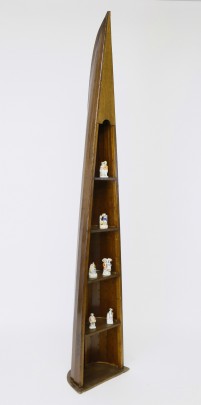 Rowing Skull “Freya” Four-Tier Shelf & Group of Six Staffordshire Figures