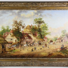 19th C. Oil on Canvas “English Townscape”