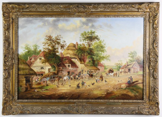 19th C. Oil on Canvas “English Townscape”