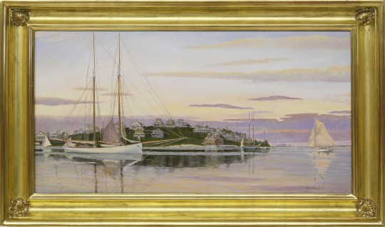 G Fellows Oil on Canvas Harbor Scene