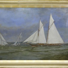 19th Century Oil on Canvas “Portrait of a Sailing Yacht”