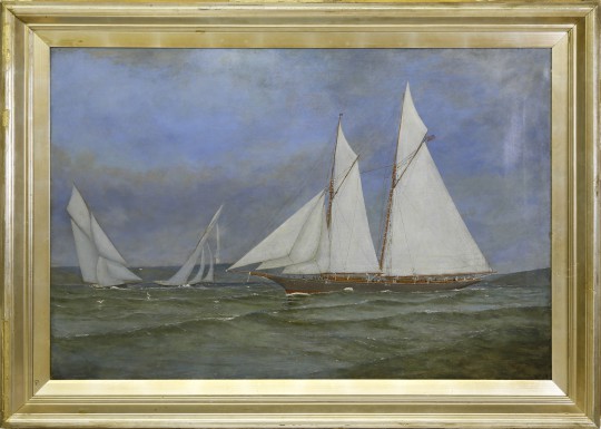 19th Century Oil on Canvas “Portrait of a Sailing Yacht”