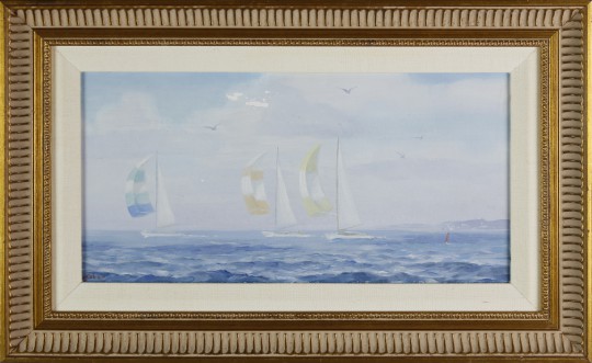 Gerald Taber Oil on Artist’s Board “Sailing Yachts”